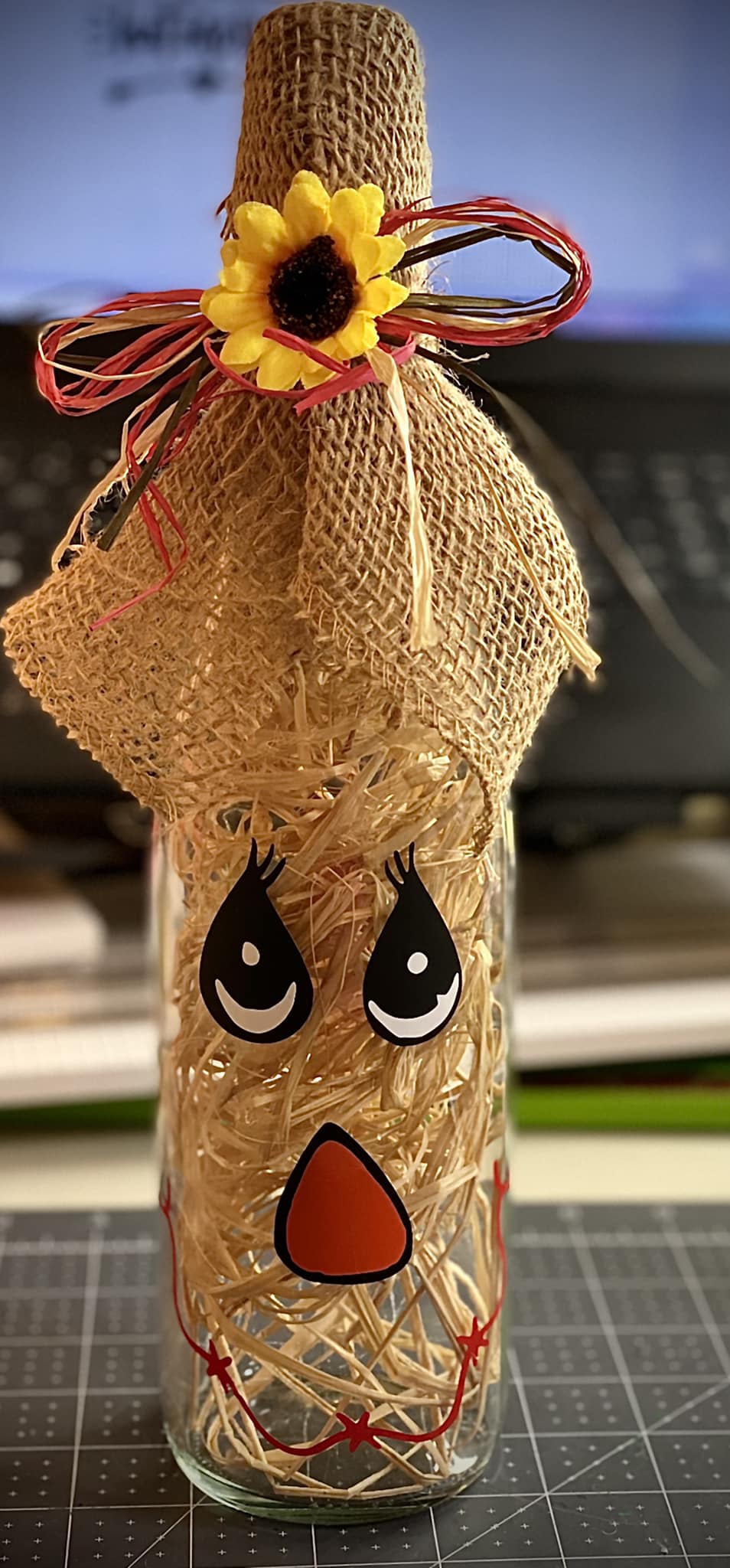 SOLD OUT – Scarecrow Wine Bottle with Asti lane Designs!