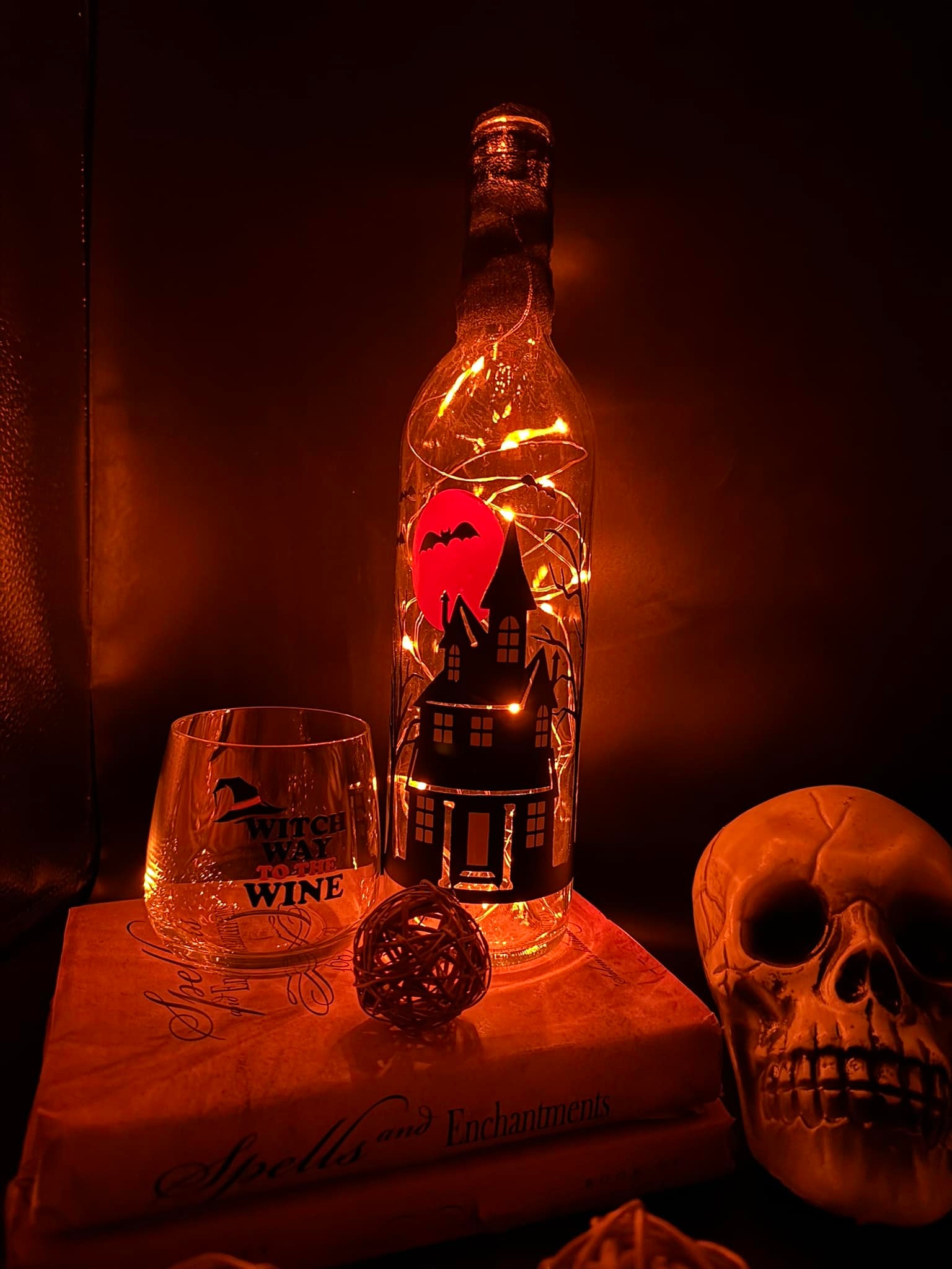 Light-Up Halloween Wine Bottle & Glass with Asti Lane Designs