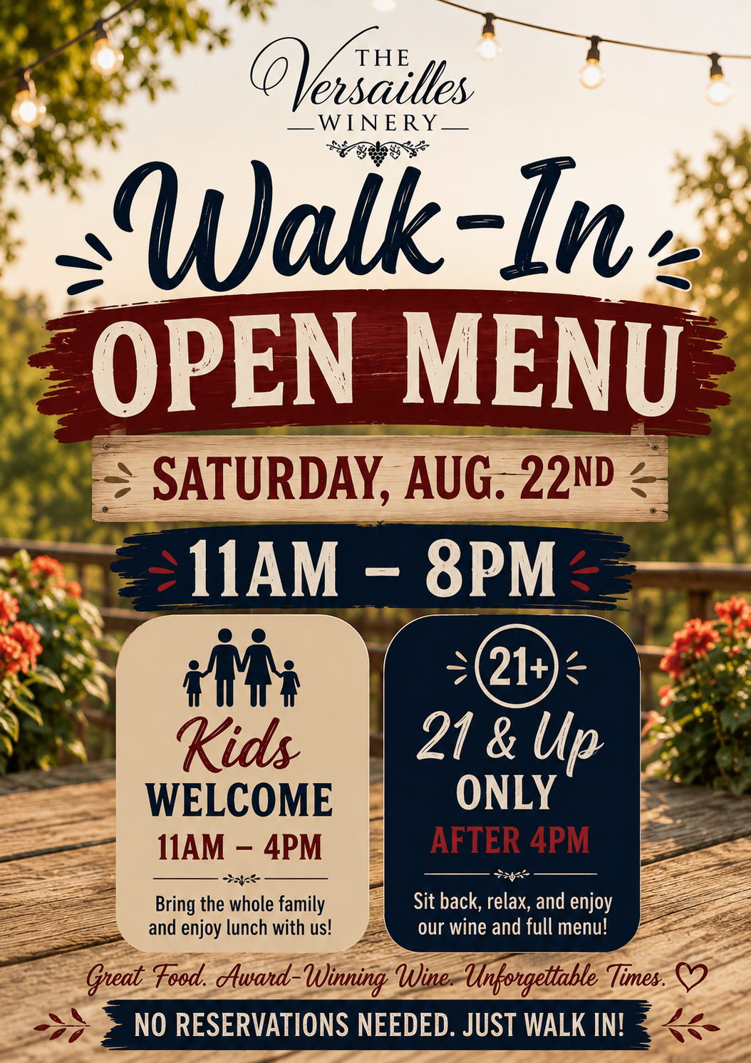 Walk-In Open Menu