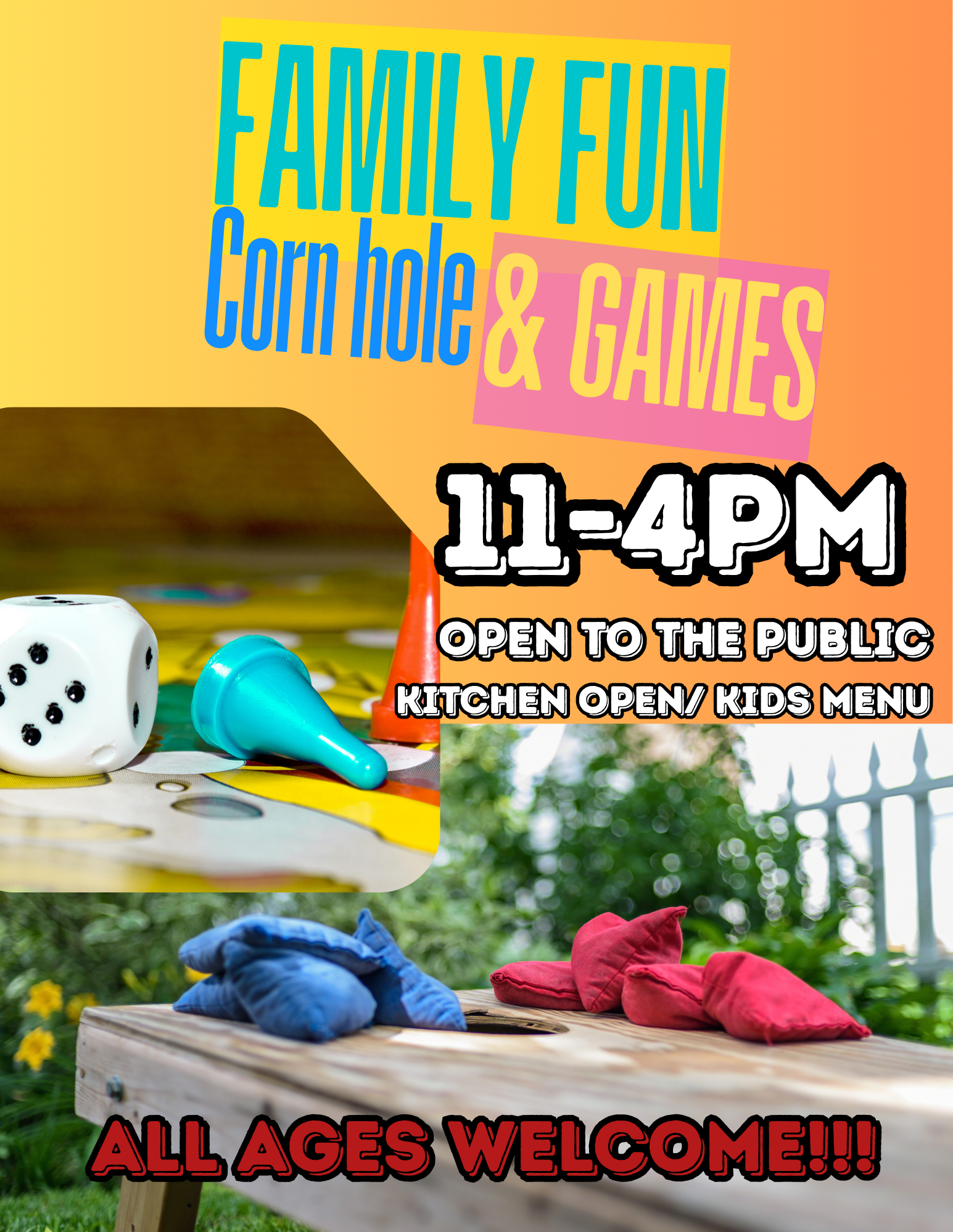 Family Fun, Corn Hole & Games